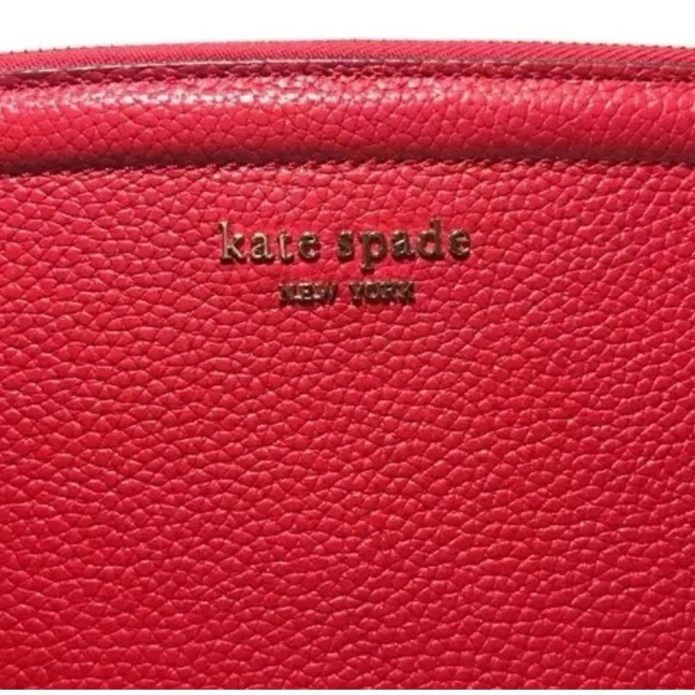 🆕 NWT Kate Spade Large Red Pebbled Leather Wristlet